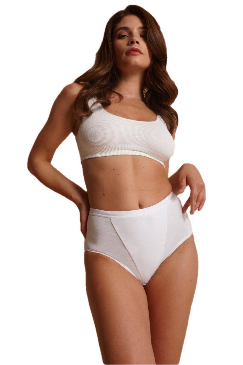 Women’s Snelly Cotton Central Reinforcement Containment High Waist Midi Briefs S135