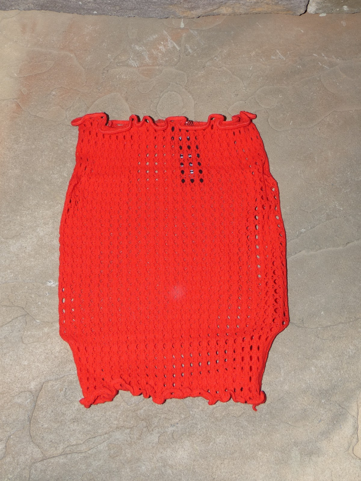 Rene Rofe 2 Piece Fishnet Long Sleeve & Mini Skirt Set Red One Size