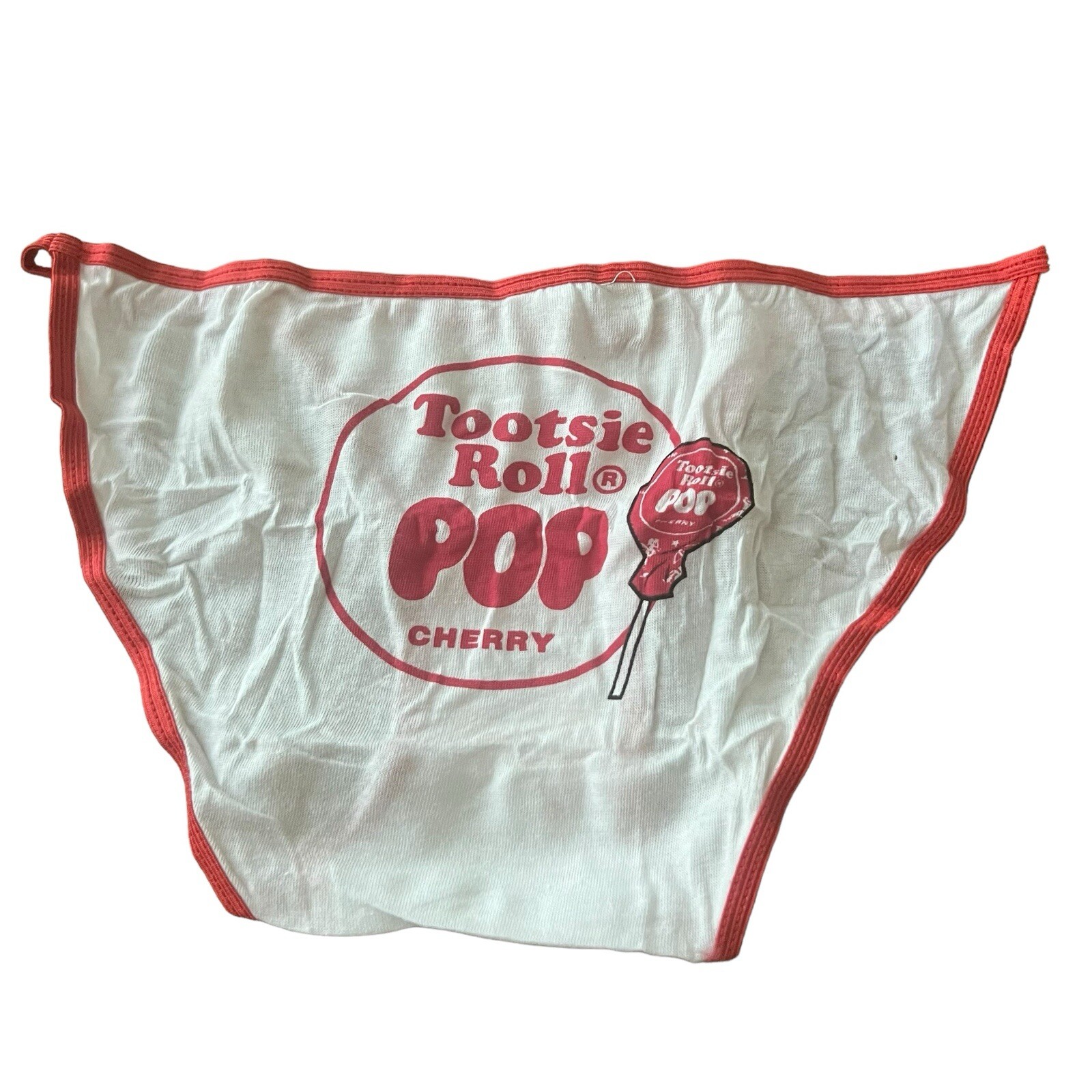 FUN DEEZ Cherry Tootsie Rolls Pop Sucker String Bikini Panties Medium White Red
