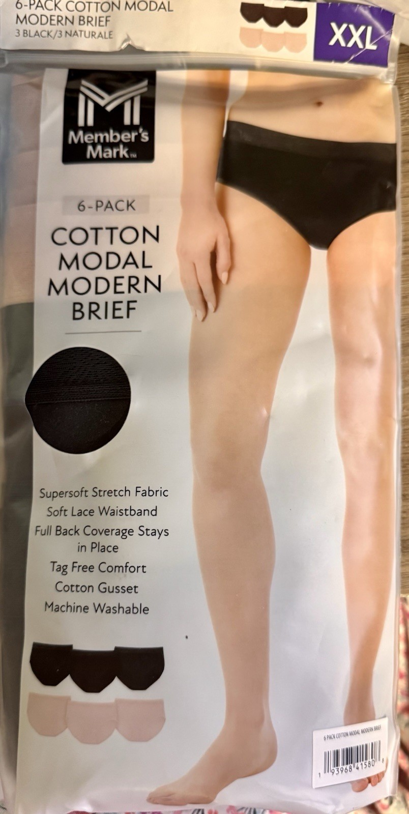 Member’s Mark Ladies 6 Pack Cotton Modal Modern Brief Underwear XXL