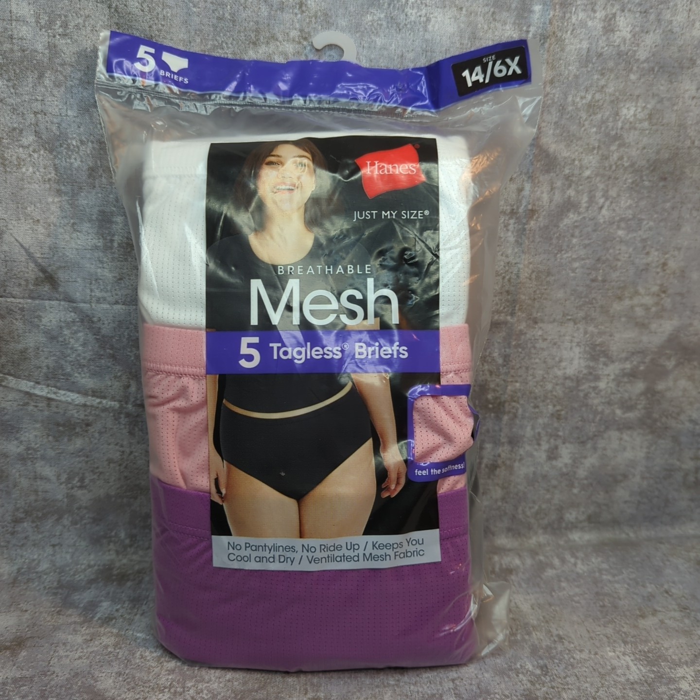 5-Pack HANES Just My Size Women’s 14/6X Hipsters Mesh Tagless Underwear JMS