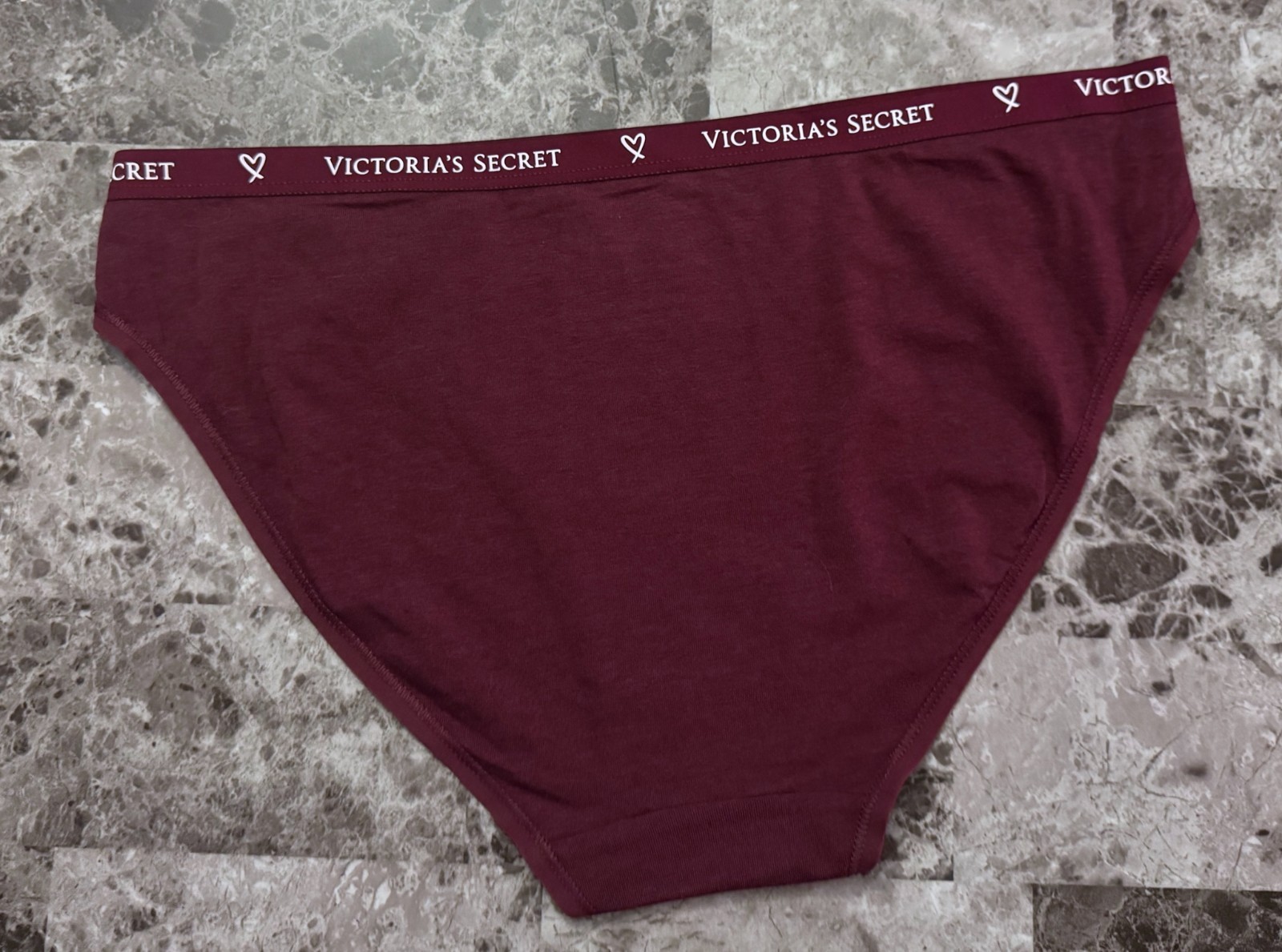 NWT VICTORIA’S SECRET LARGE MAROON LOGO LIGHTWEIGHT WAISTBAND BIKINI PANTIES