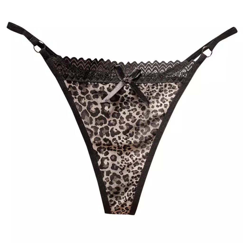 Plus Size Sexy Seamless Ice Silk Panties Leopard Thong Low-waisted Underwear