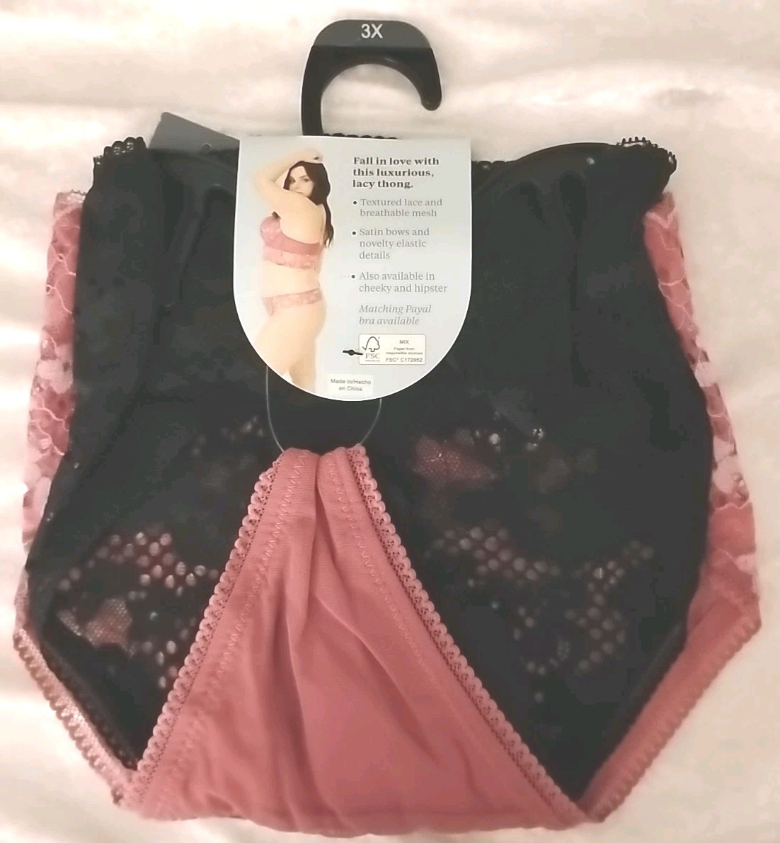Adored By Adore Me Payout Thong Two-piece Set Plus Size 3x Pink And Black NWT