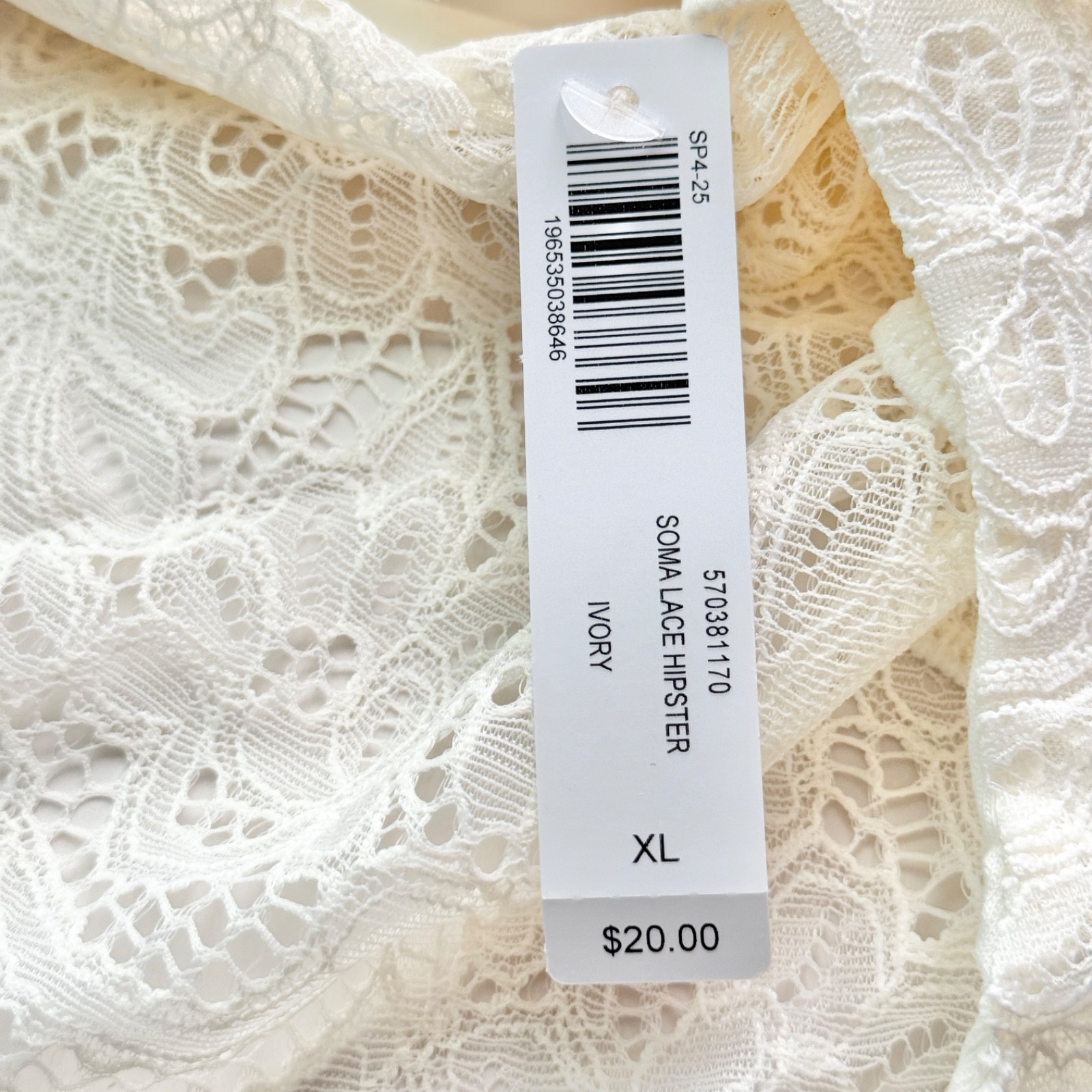 Soma Hipster With Lace Panty Ivory Size S/M/XL