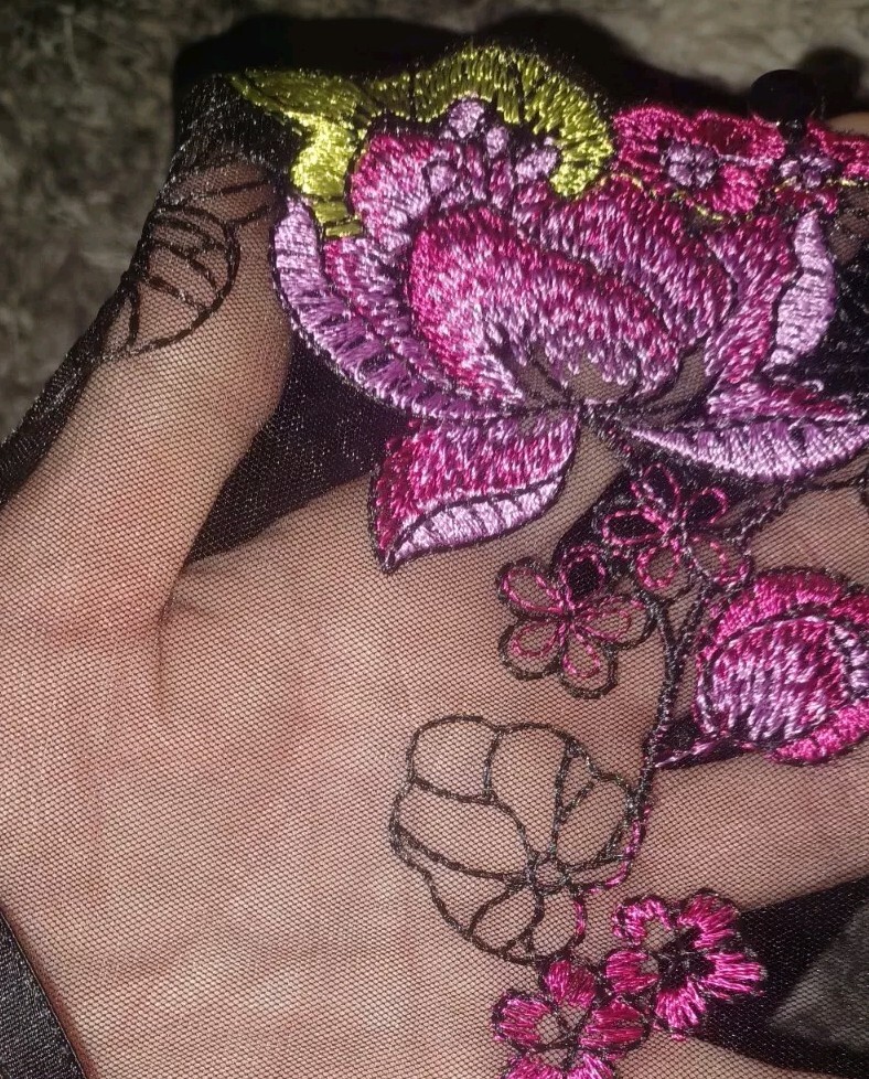 Adore Me/VS Embroidered Floral Strappy Brazilian Panty NEW Large