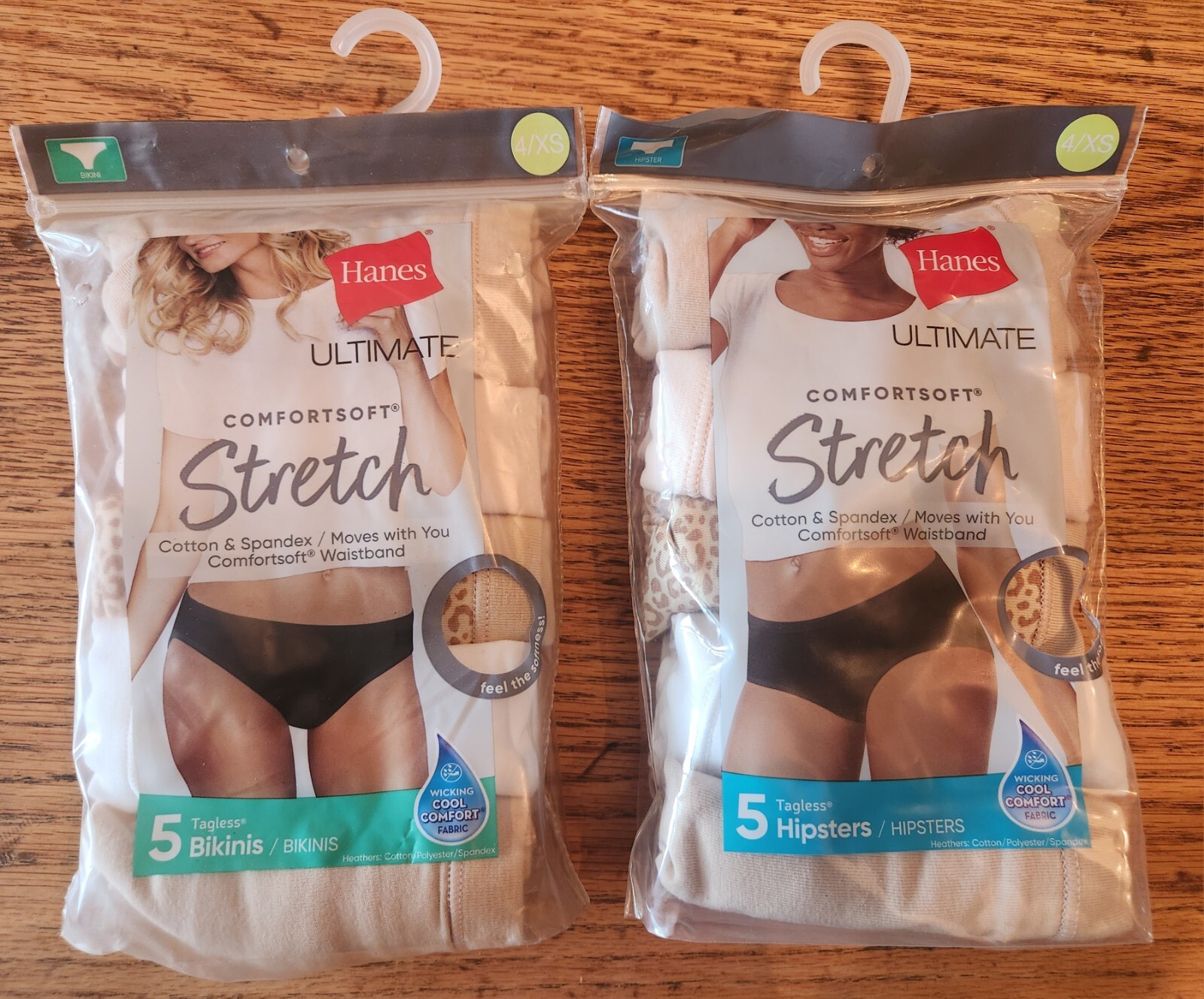 Hanes Brand Ultimate Comfortsoft Stretch tagless bikini Panties. 2, 5 pack 4/XS