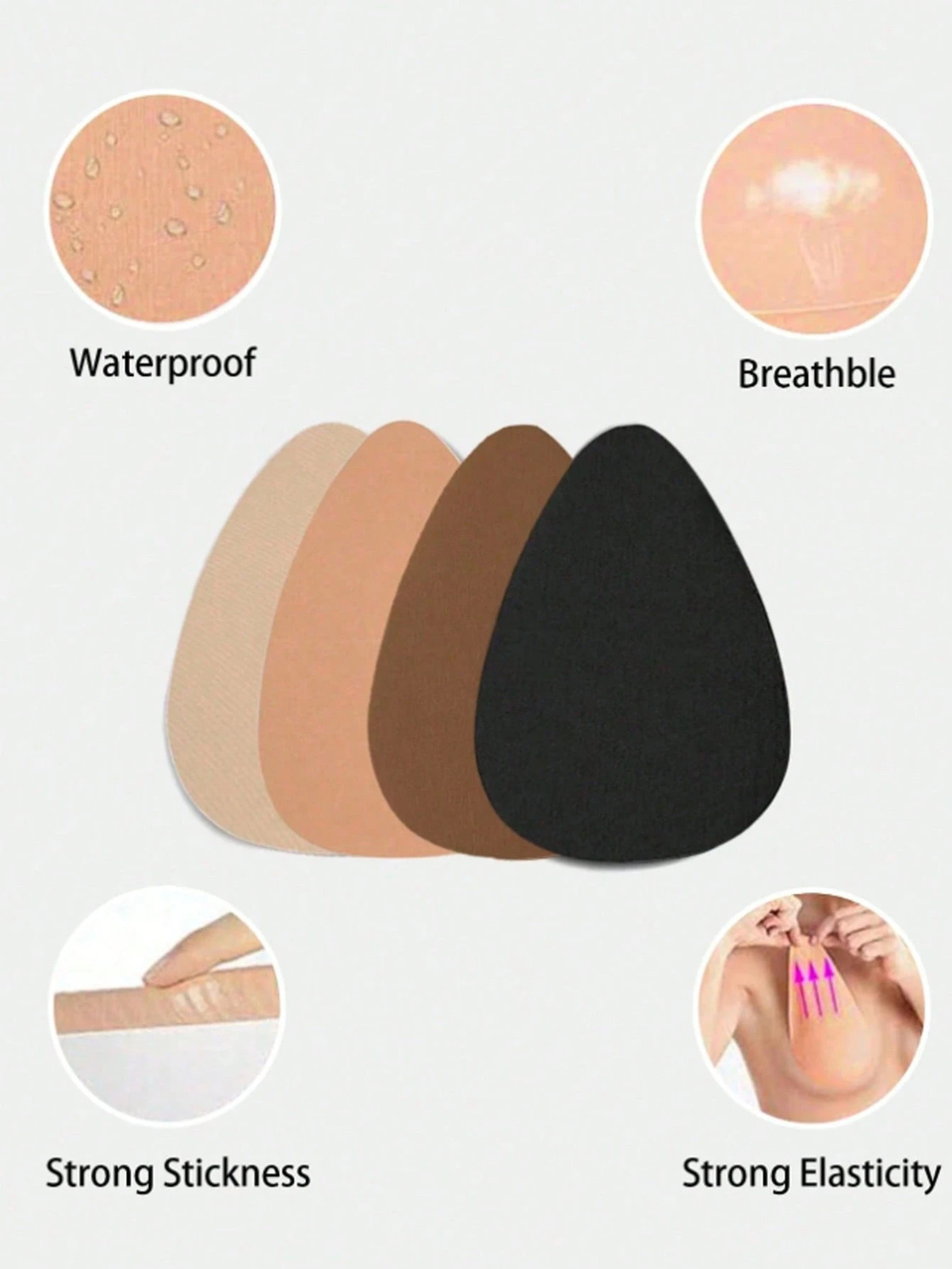 2 Pack/4 Pack Invisible Push Up Bra in Plus Sizes with Silicone Cheap24