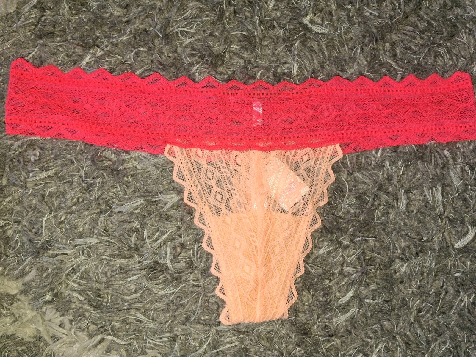 NeW Vs Pink Vintage Aztec Lace Neon Thong Panty Large