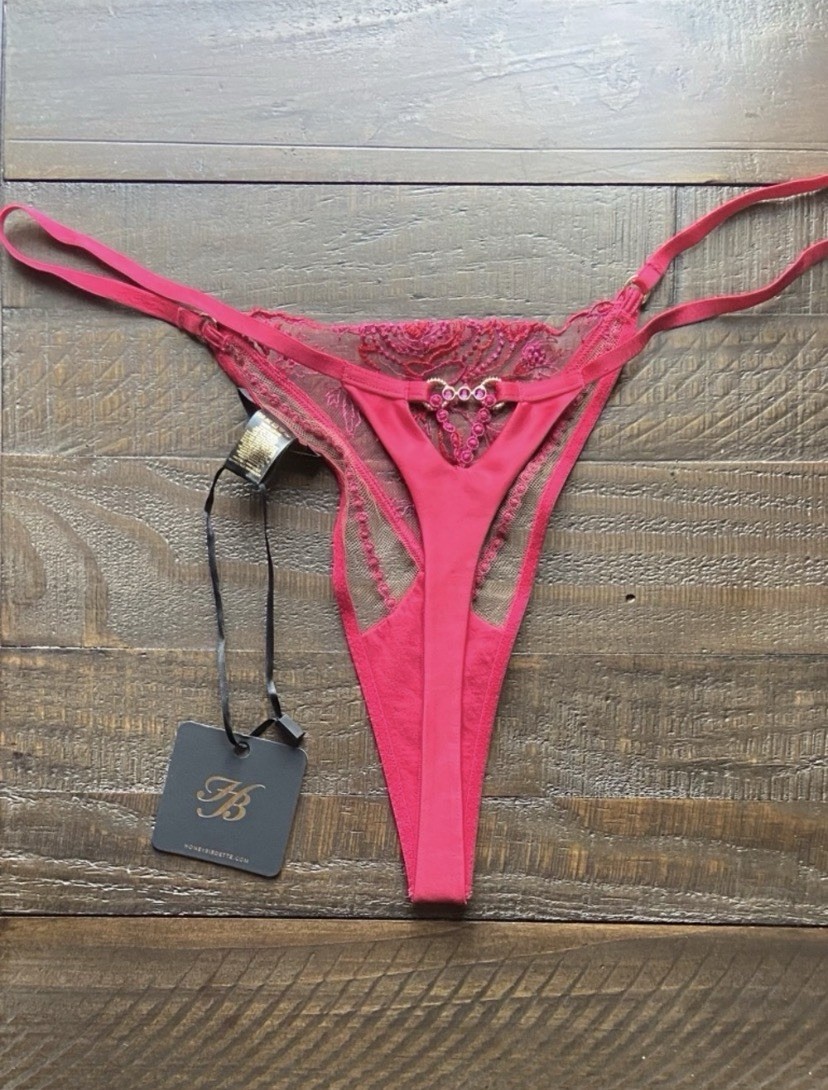 Honey Birdette Kiera Raspberry Thong Panty Size XXL