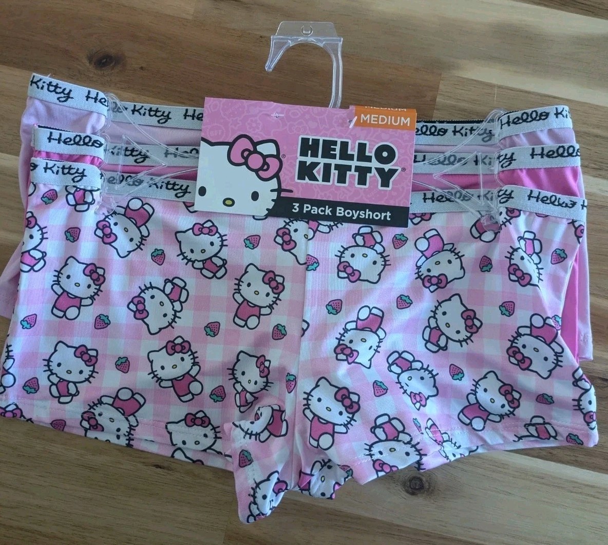 Sanrio Hello Kitty Boyshort Panties 3-Pack Size Medium Juniors Womens 8/10 NEW