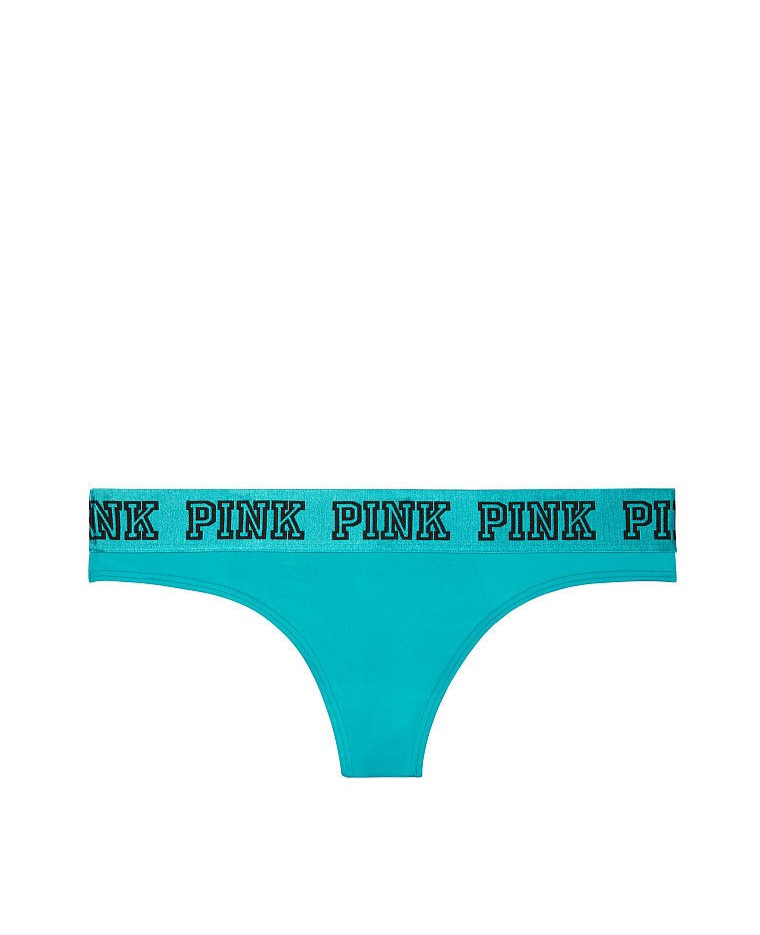 Victoria’s Secret PINK Logo Thong Panty Shine Teal