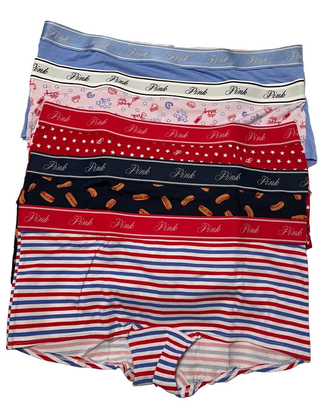 Victoria Secret PINK Boyshorts 5 Pair Pack Womens Medium Cotton Americana