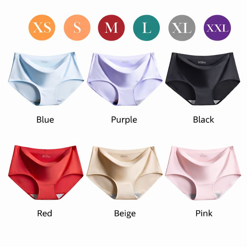 Ladies Panties Ice Silk Seamless Knickers Comfort Underwear Soft Smooth 3/6 Pack