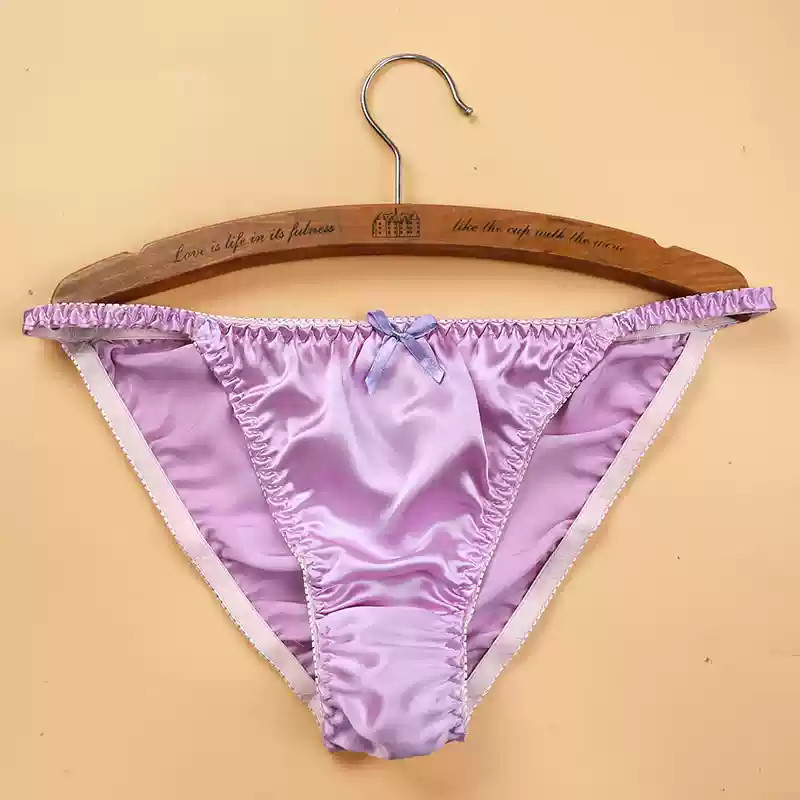 6 Pairs/lot Women’s 100% Silk String Bikini Silk Panties Sexy Bow SIZE: S – XXL