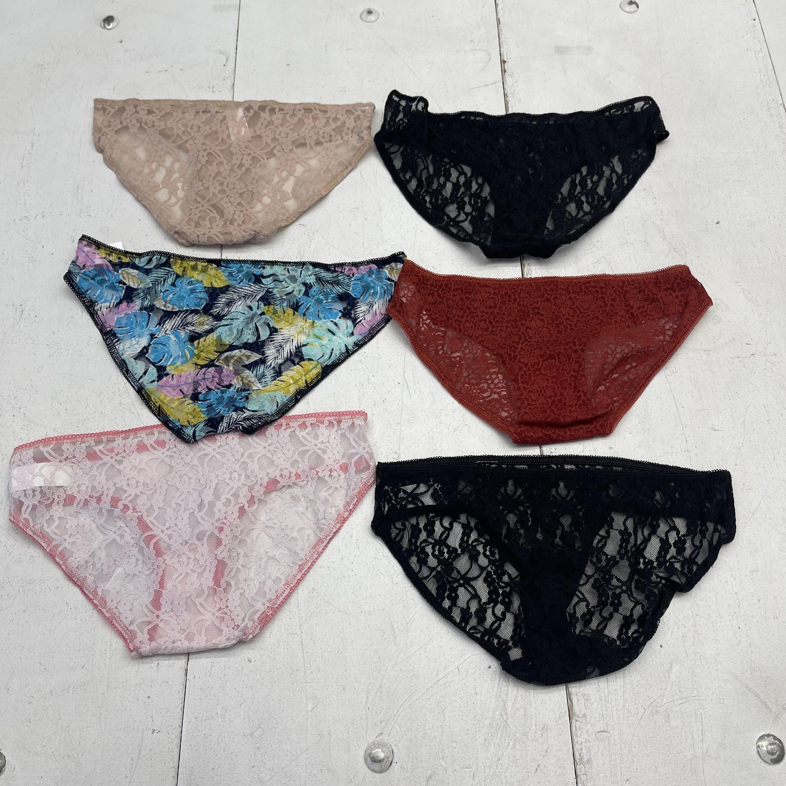 See Through Bikini Panties Womens Medium Multicolor Lace Sheer 6 Pack Stretch