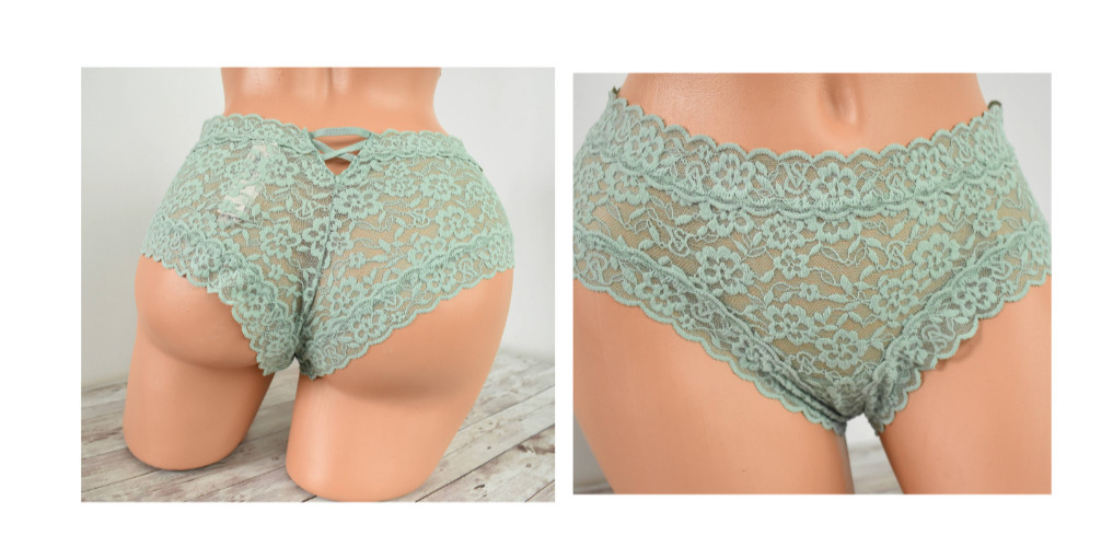 Victoria’s Secret MEDIUM *THE LACIE* LACE STRAPPY BACK CHEEKY *Seasalt Green*