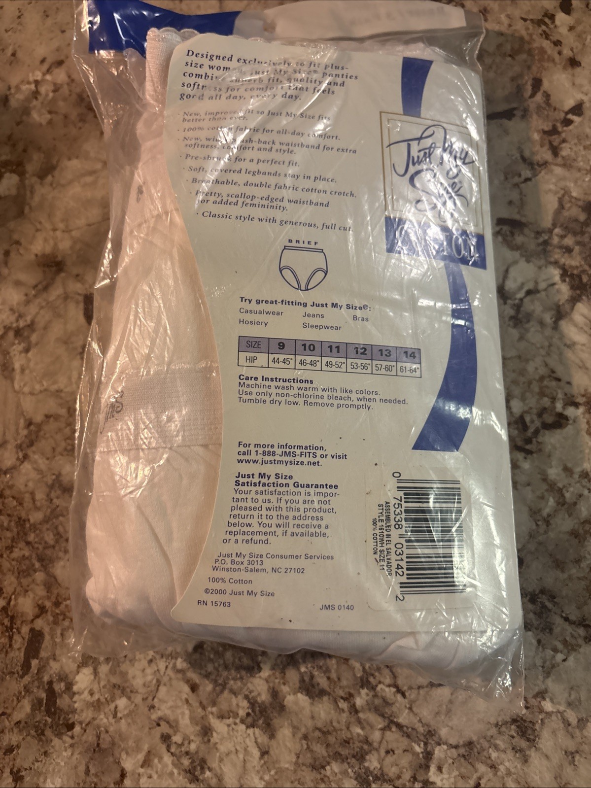 Vintage 2000 Just My Size Women’s White Cotton Briefs Size 11 Pack Of 3 Sealed