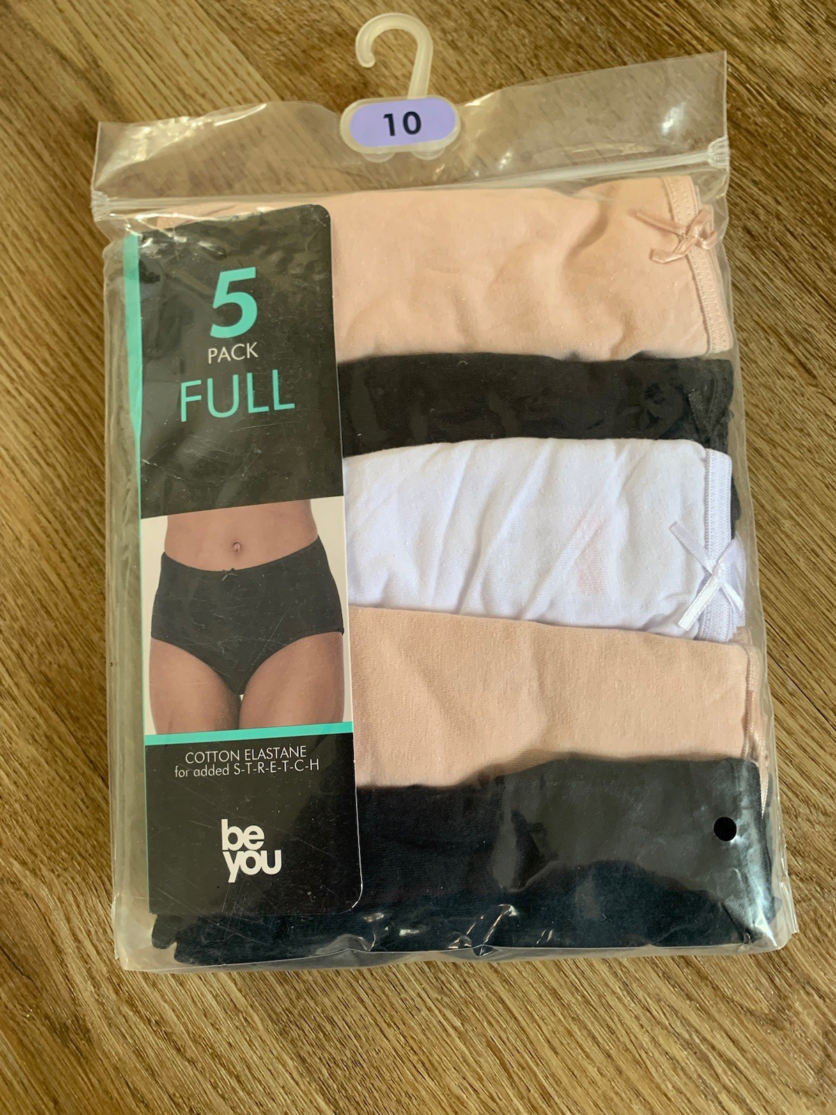 BE YOU Cotton Elastane Stretch Full Briefs Knickers 5 Pack Size 10 BNWT