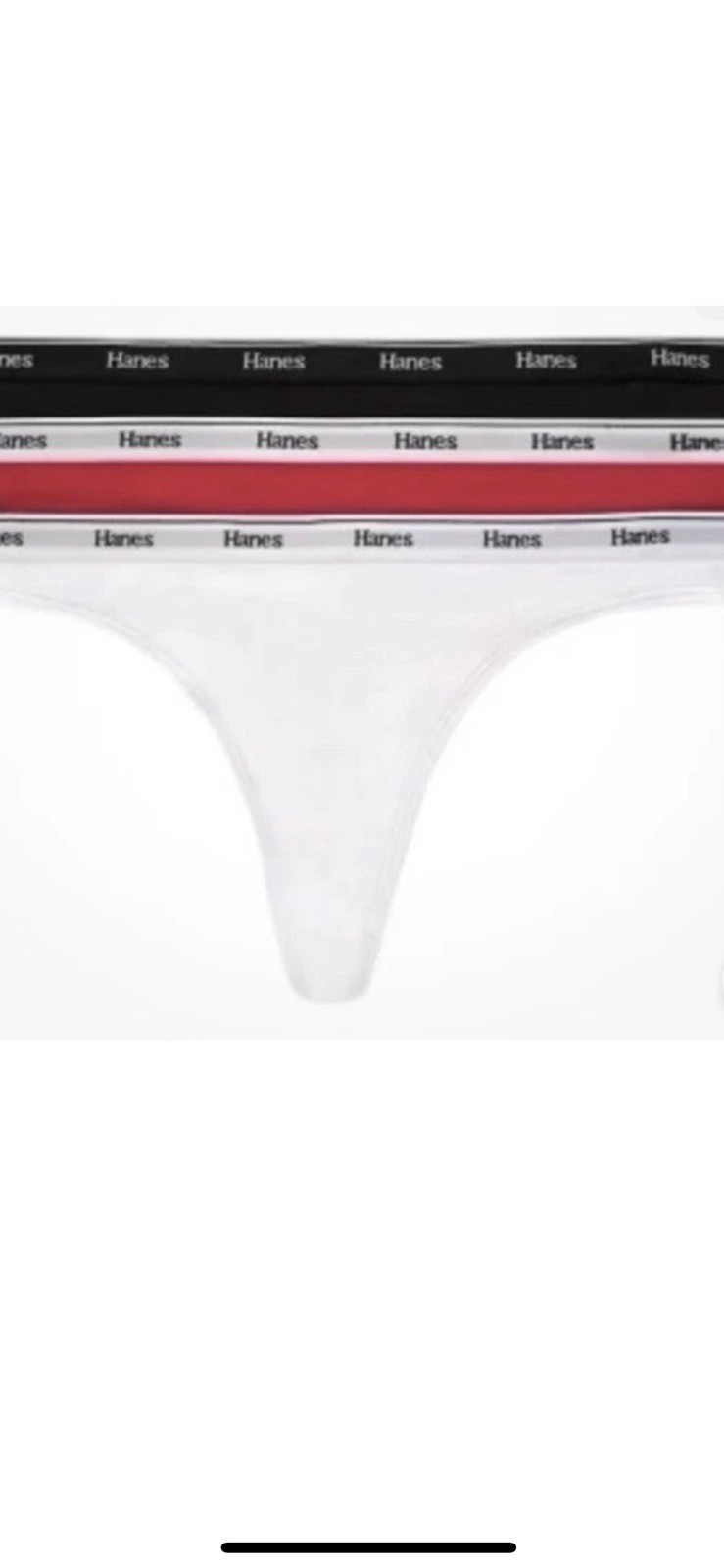 HANES Womens 3-Pack Cotton Stretch Thong Underwear Red White Black Size 5/S