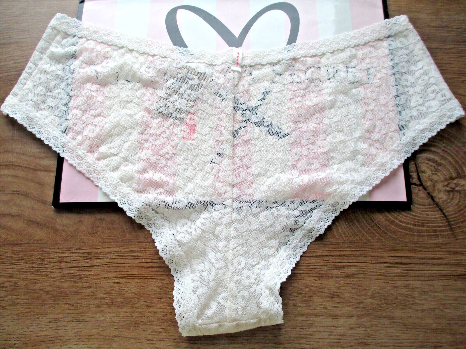 VICTORIA’S SECRET PINK Cheeky Panty XL Coconut White Lace NWT VS FREE SHIP 4+