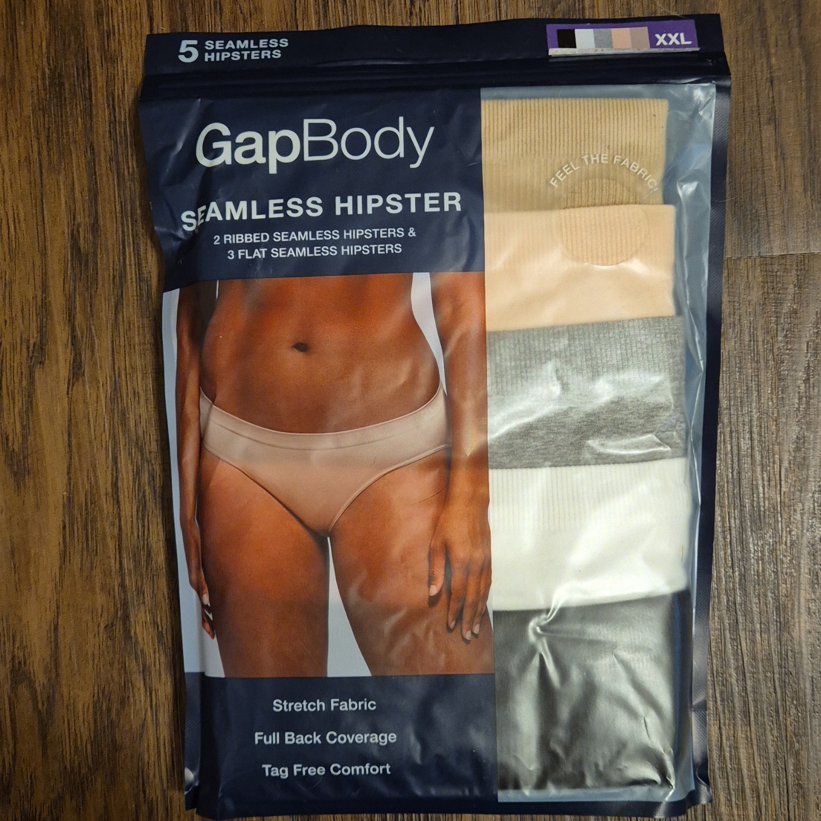 GapBody Seamless Hipster Panties 5 Pack XXL Beige Gray Cream Multicolor Stretch