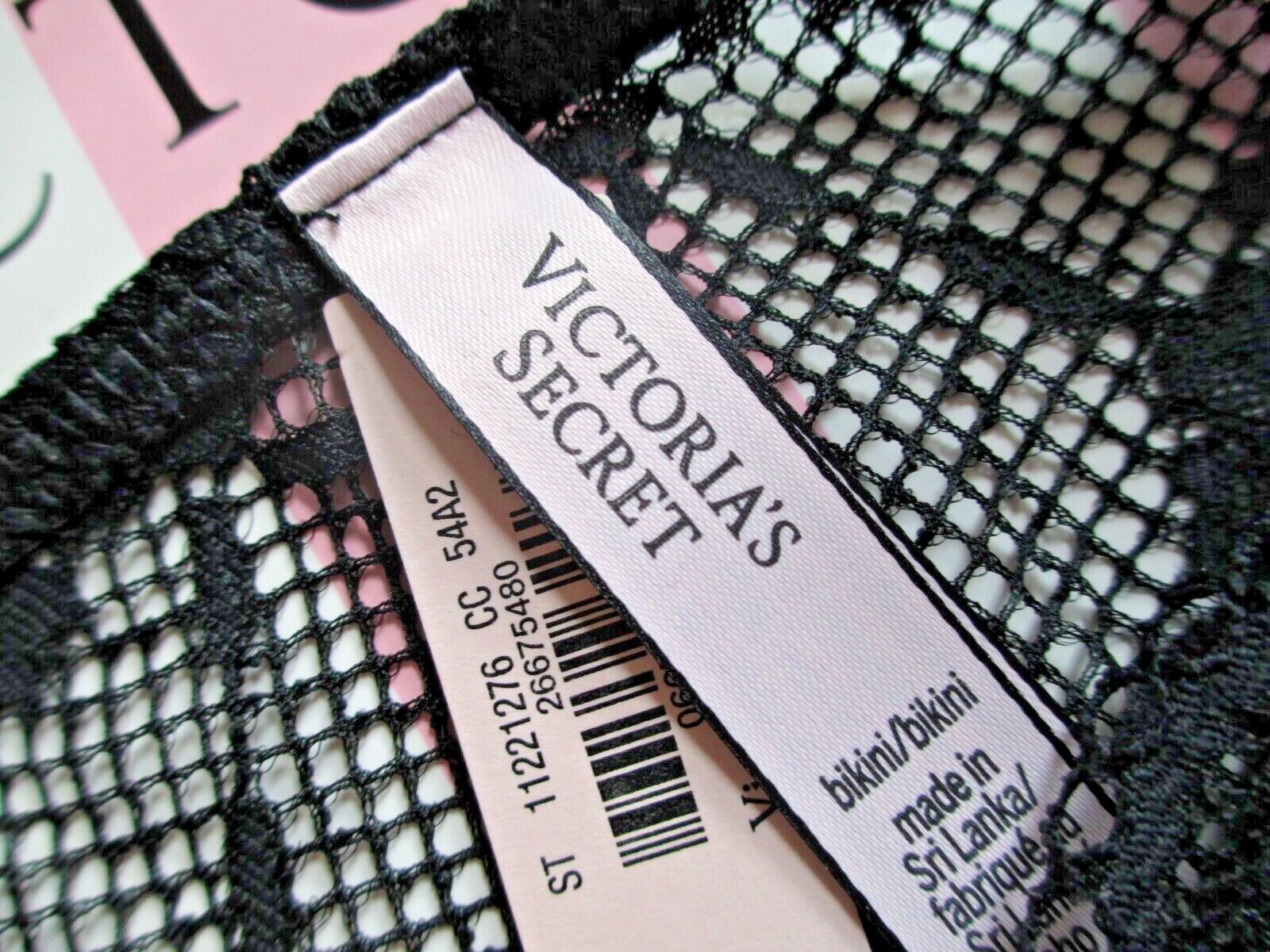 VICTORIA’S SECRET DREAM ANGELS String Bikini Panty S M Black NWT Fishnet Lace VS