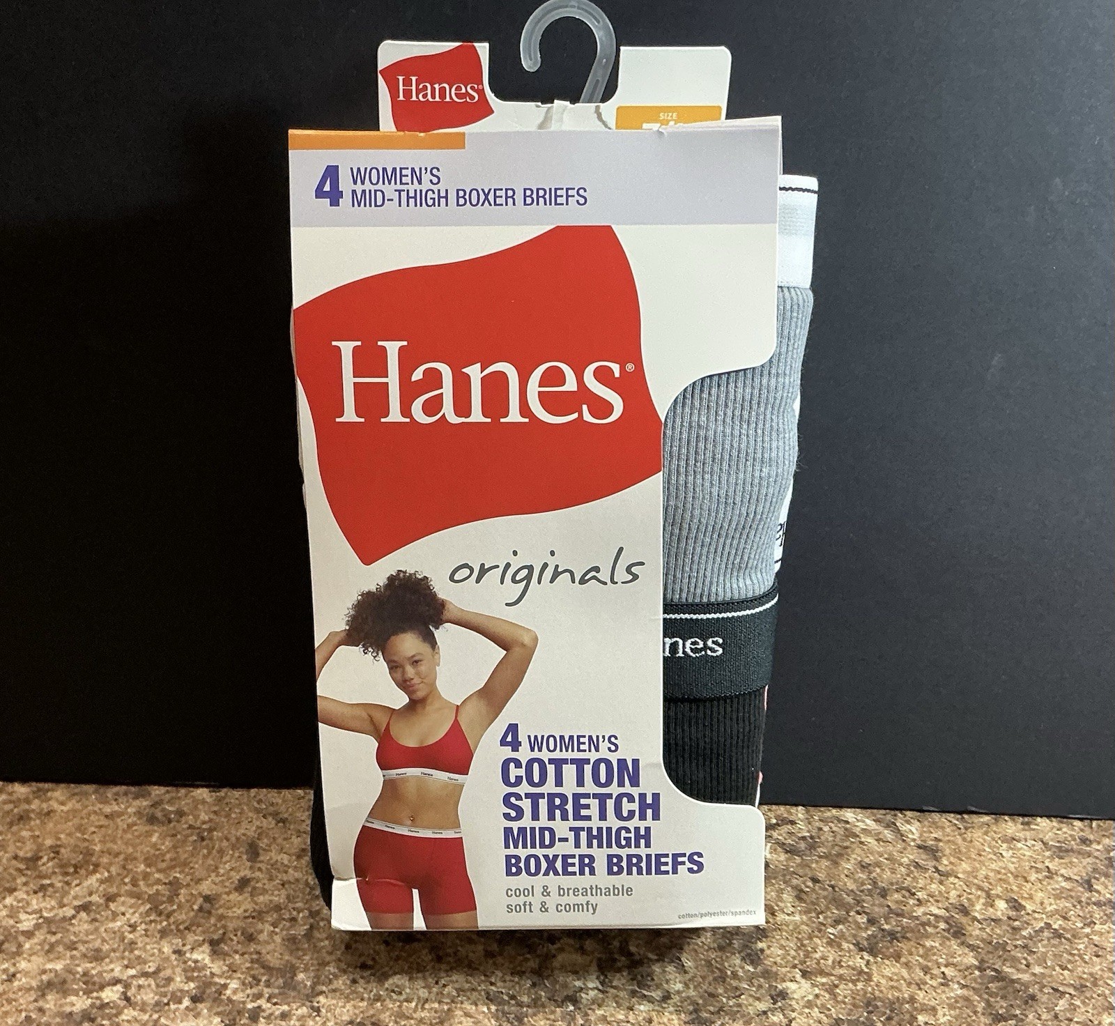 New Hanes Originals Women’s 7 L Underwear Pack Of 4 Mid Thigh Boxer Briefs