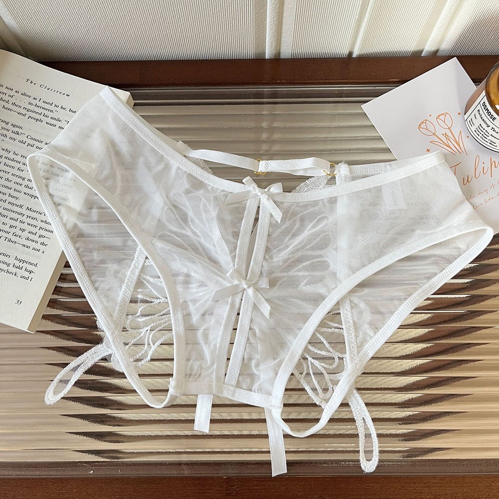 Women’s Sheer Briefs Polyester Low Waist Open Front Hollow Out Fit All