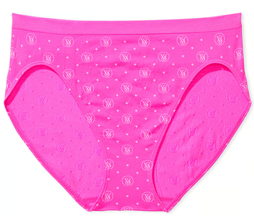 XS Hot Pink LOGO SEAMLESS NO SHOW Victorias Secret High-Leg Waist Brief Panty