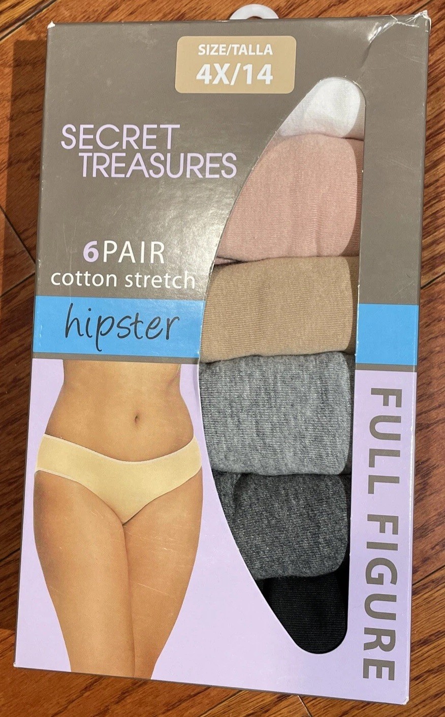 Womens Hipster Panties Secret Treasures 6 Pair Multi Colored Cotton Size 4X 14