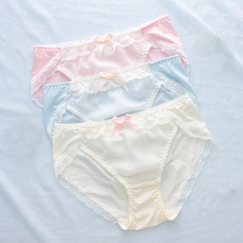 Japanese Students Bow Panties Briefs Cute Lolita Lace Underwear Girls Knickers