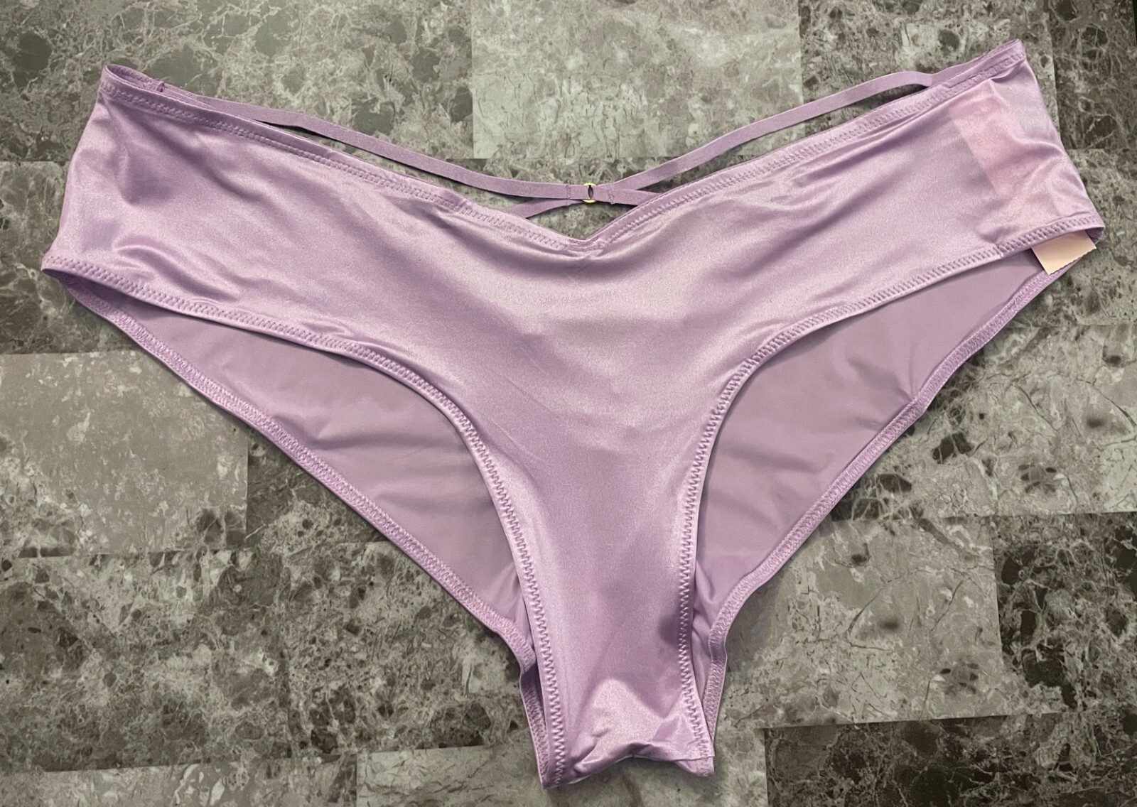 NWT VICTORIA’S SECRET LAVENDER SATIN SMOOTH STRAPPY BACK HIGH LEG CHEEKY PANTIES