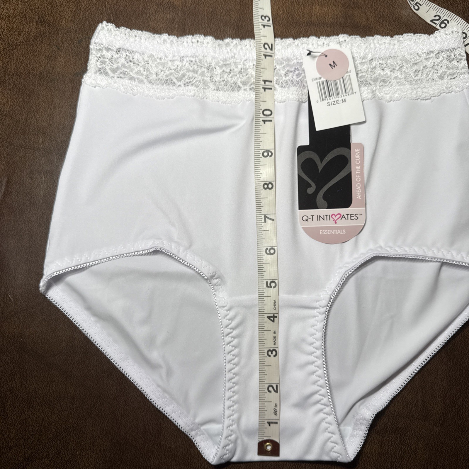 NEW QT Intimates White Lace Waist Light Support Tummy Control Panty Brief Sz M