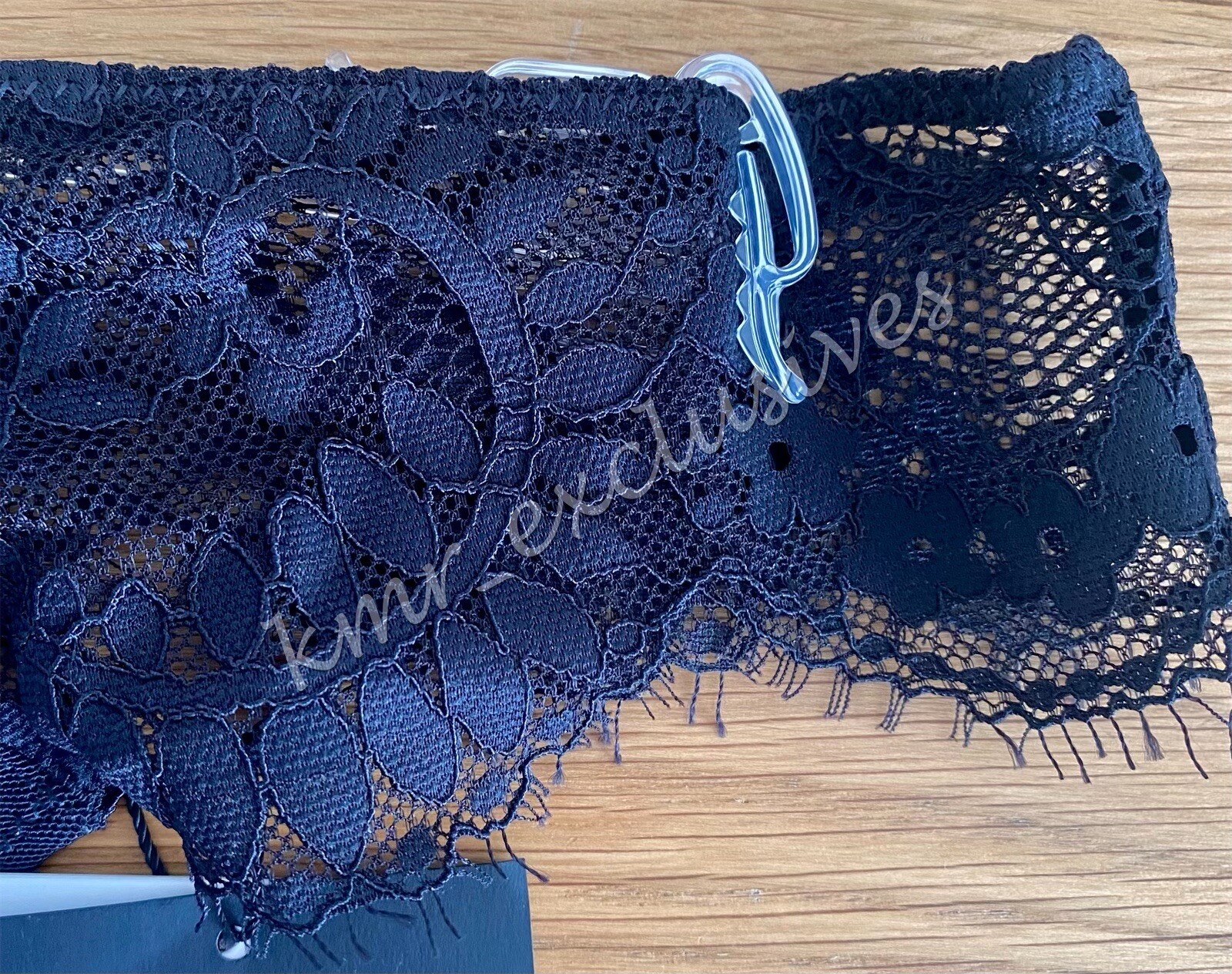 NWT Zara Lingerie Lace/ Semi-Sheer Mesh Thong Underwear in Black Size:S MSRP:$17