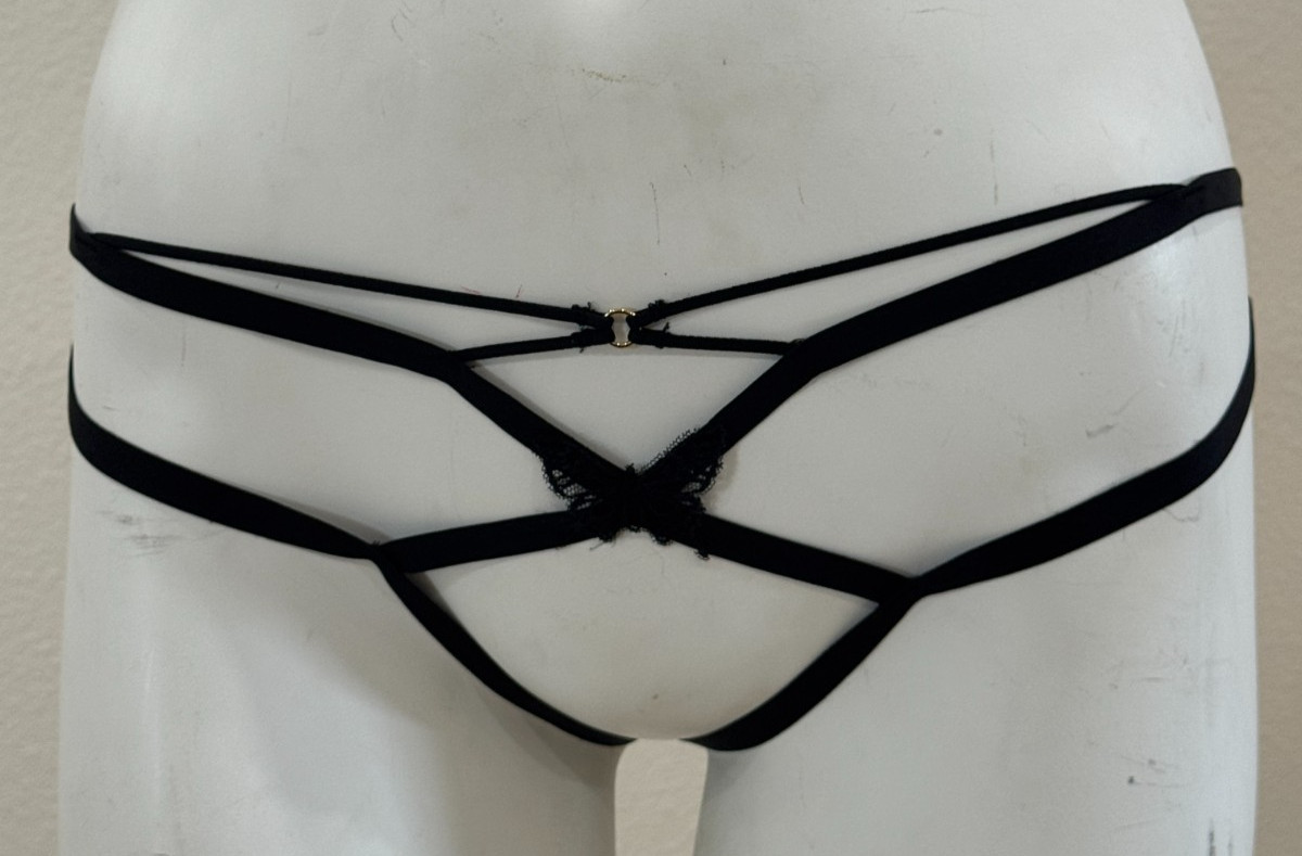 Victoria’s Secret V String Panty Very Sexy Black Open Strappy Butterfly M