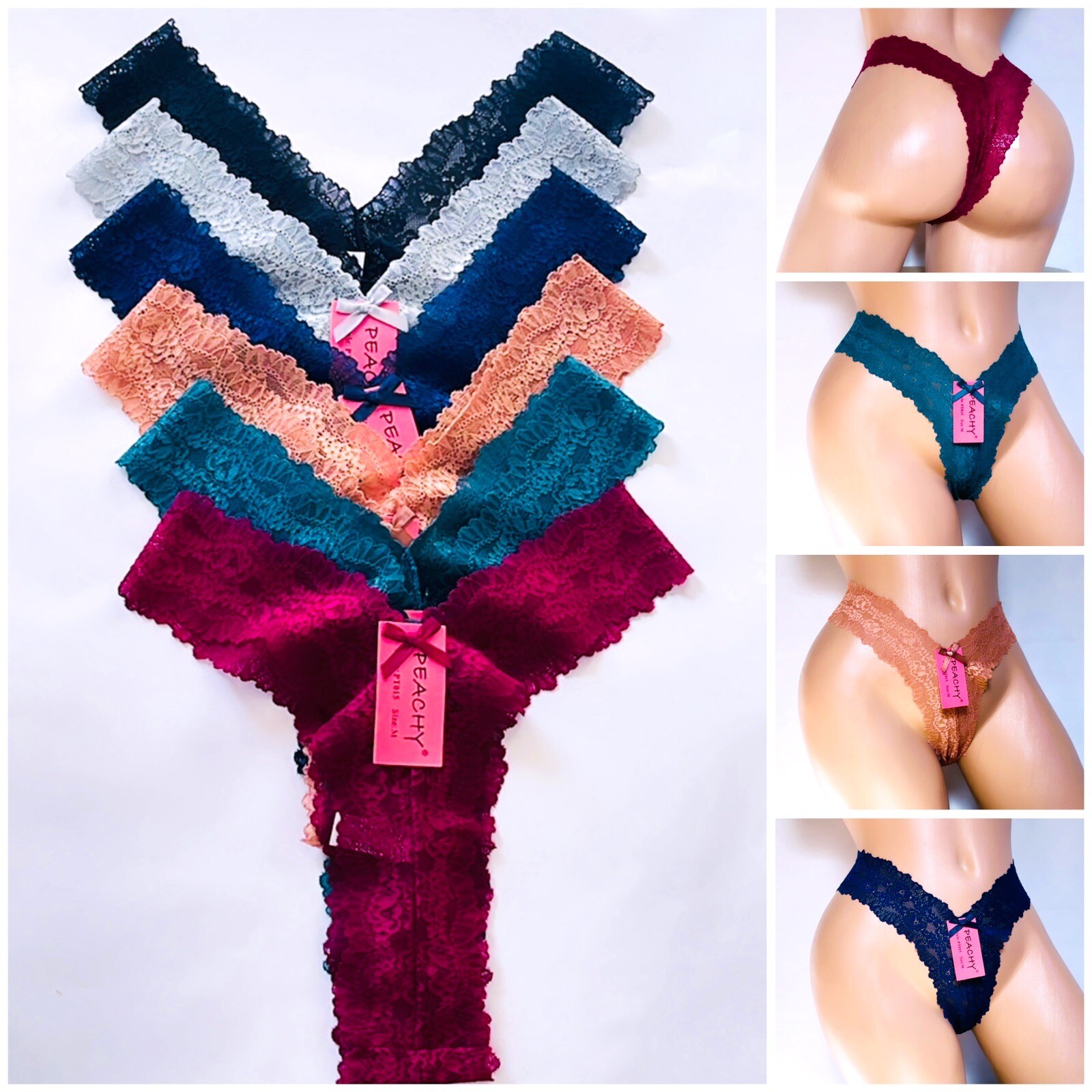 6 Women Lace Underwear Lingerie Panties Gstring Brief Thong Size Large Pack Lot