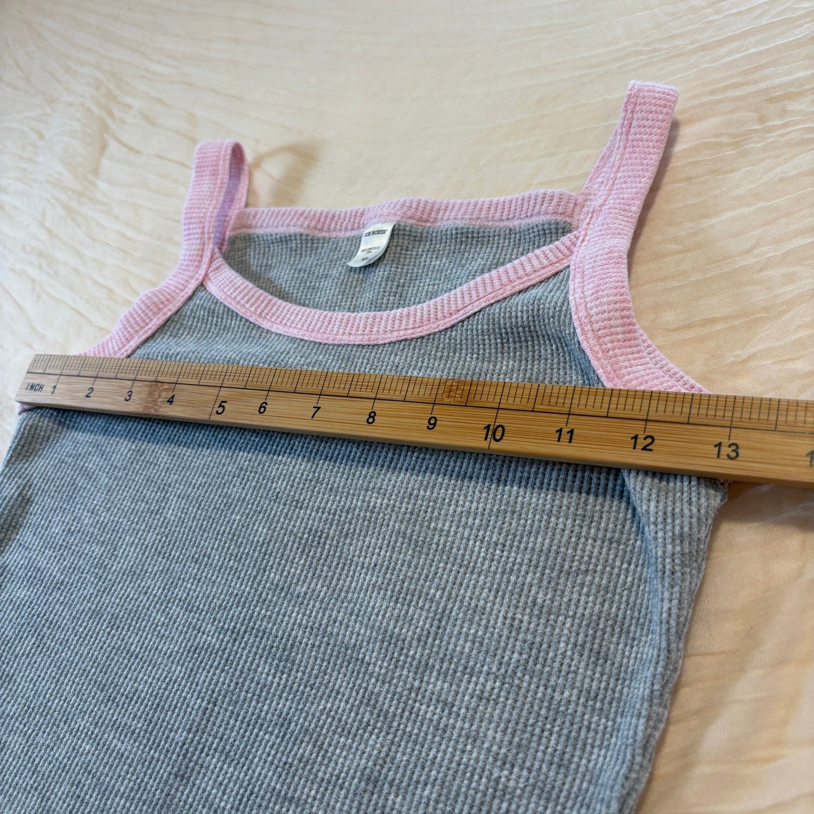 Joe Boxer Womens Gray Pink Waffle Knit Bejeweled PJ Tank Size M