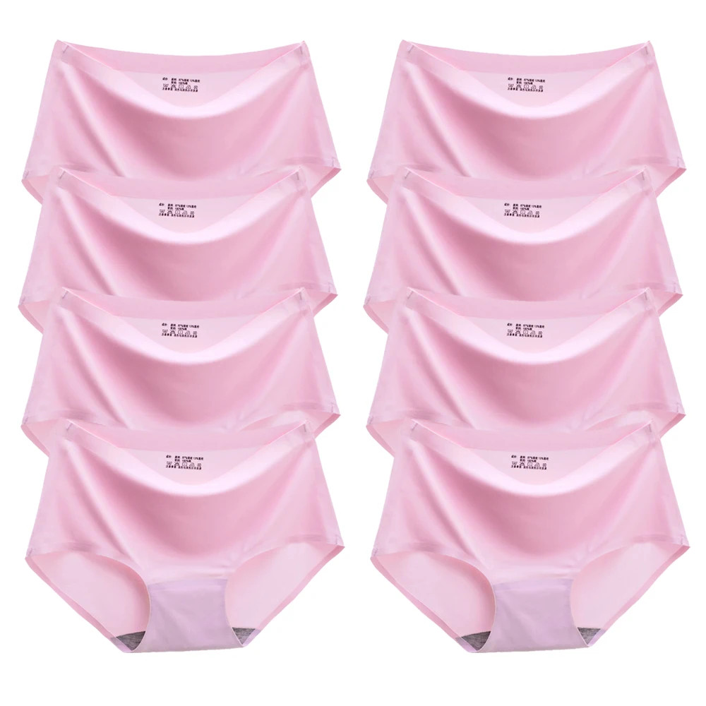 Seamless Cotton Panties Mid Rise Soft Breathable Comfort Briefs 8PCS Pack