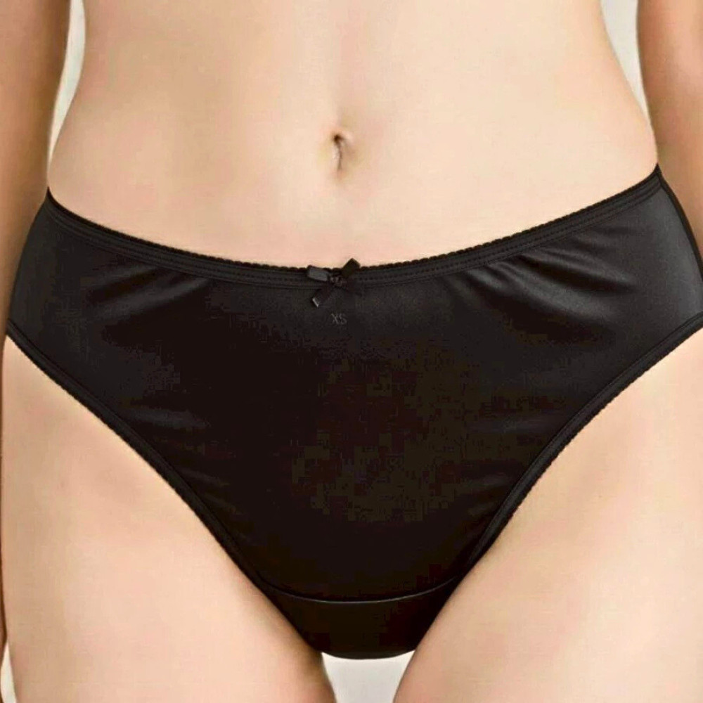 Set of 6 Bikini Panties 3XL Nylon Soft Stretch Unisex Black Waist 34-44″ Silky