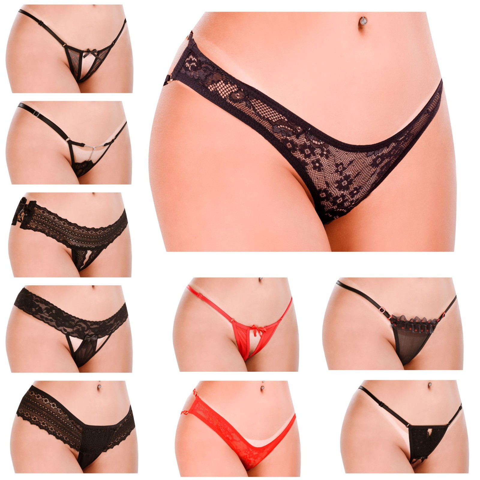 HOT FLOWERS 10 Pack Women’s Sexy Thongs G-String Panties Lace Underwear Set