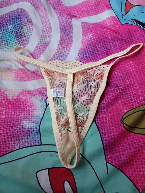 Cream Pastel Floral Lace G-String Thong Size Large NWT Y2K Lingerie