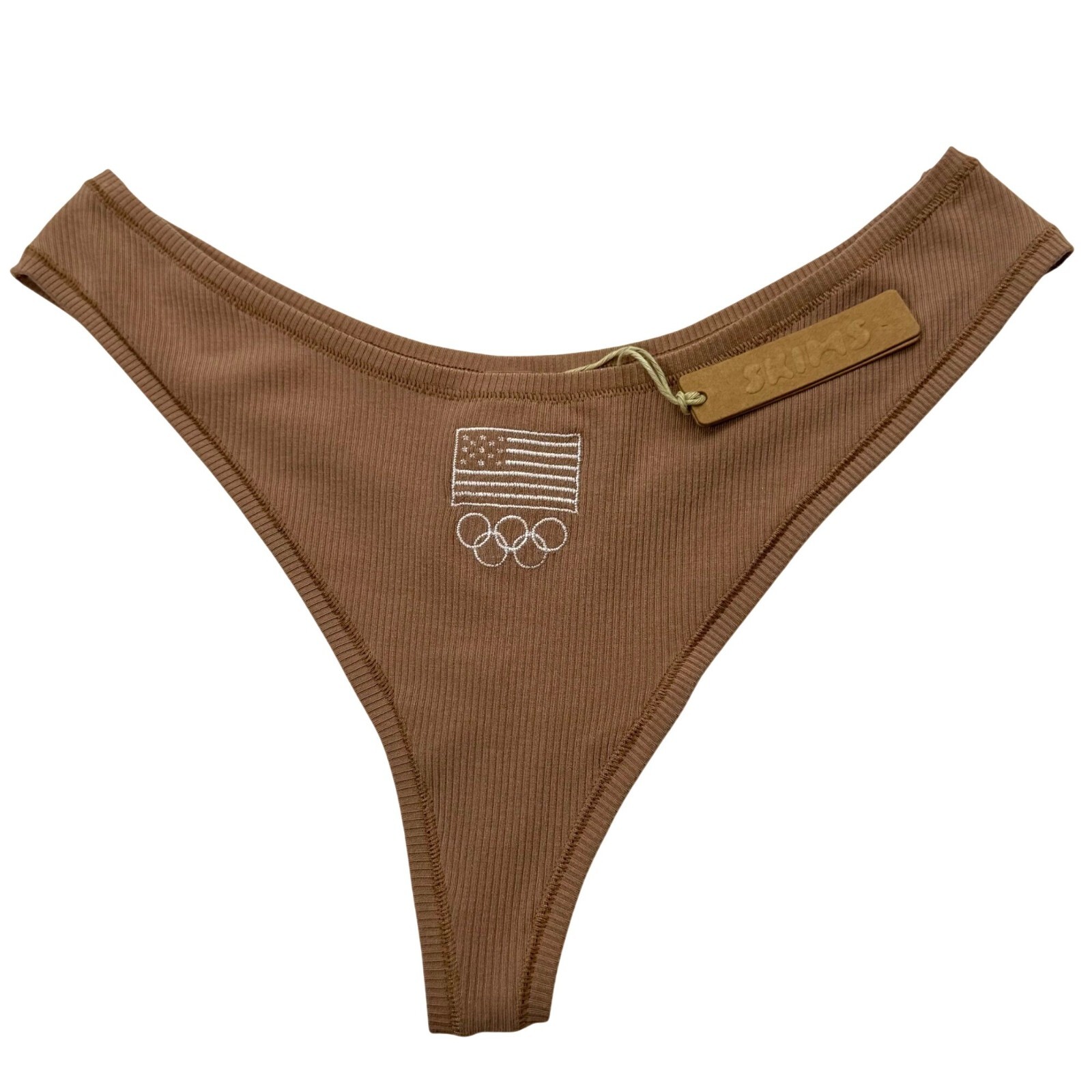 SKIMS Soft Lounge Rib Dipped Thong Team USA Sienna Medium