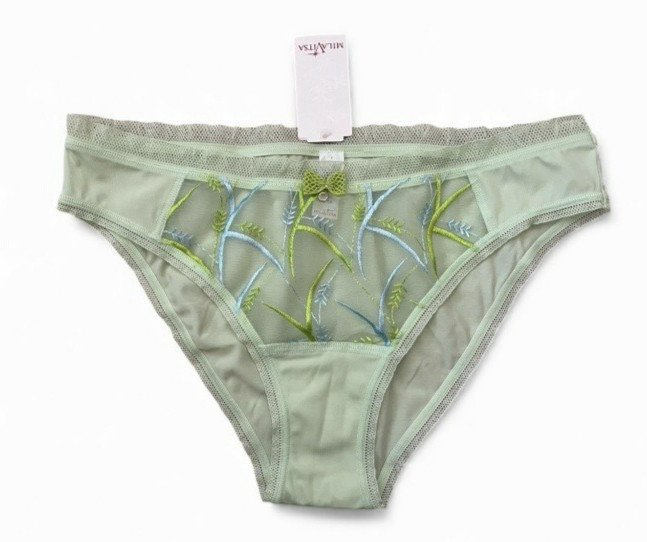 NWT Milavitsa Lace Panties Light Green Embroidered Size 12
