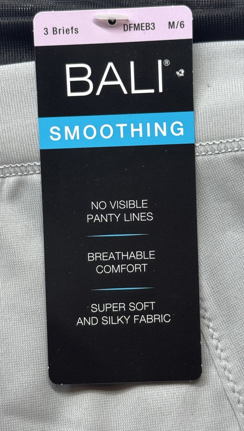 Bali 3-Pack SMOOTHING Brief Underwear Panty Nylon Blend Grey Black Size M 6