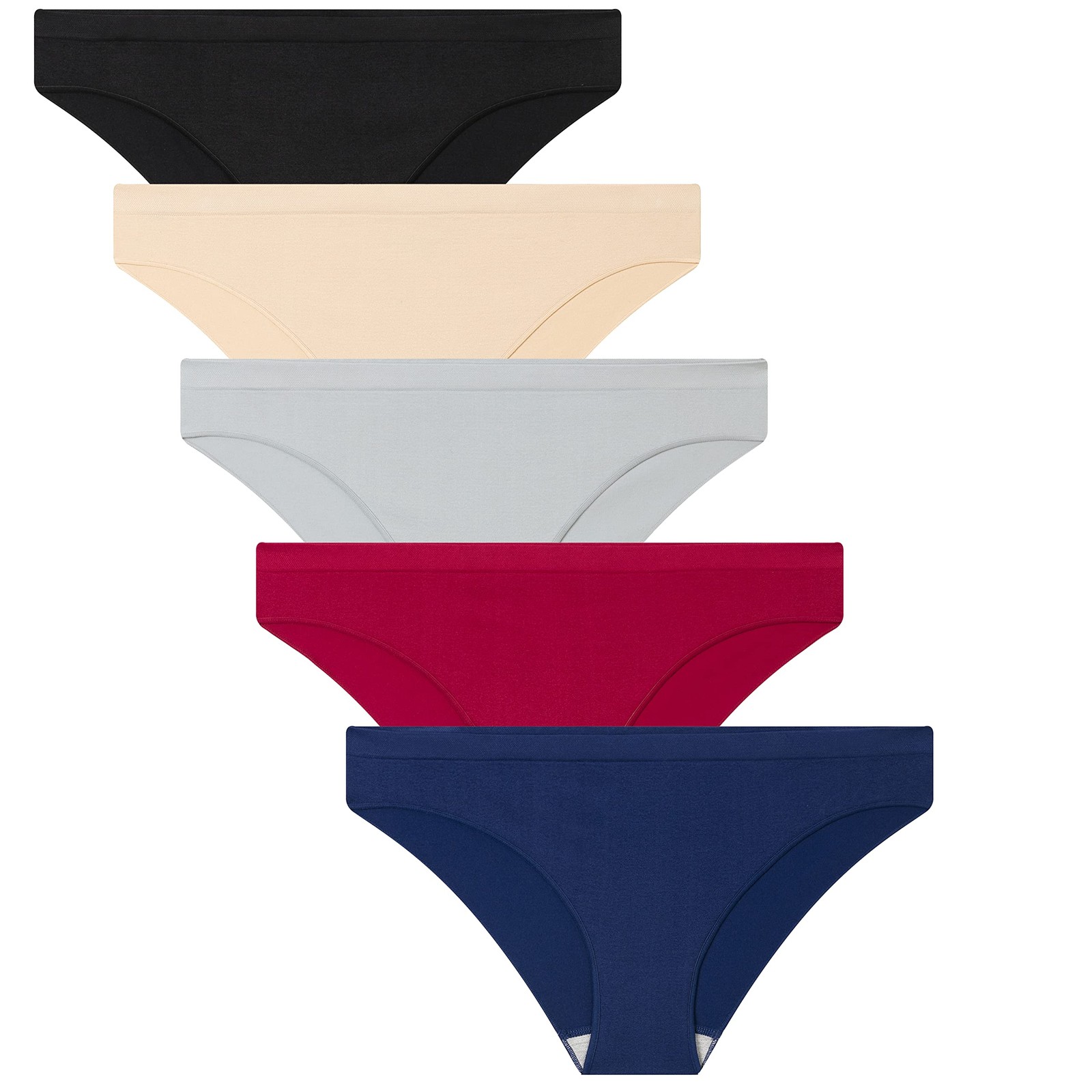 Bikini Underwear for Women Cheeky Panties Soft No Show Seamless Hipster 5 Pack L