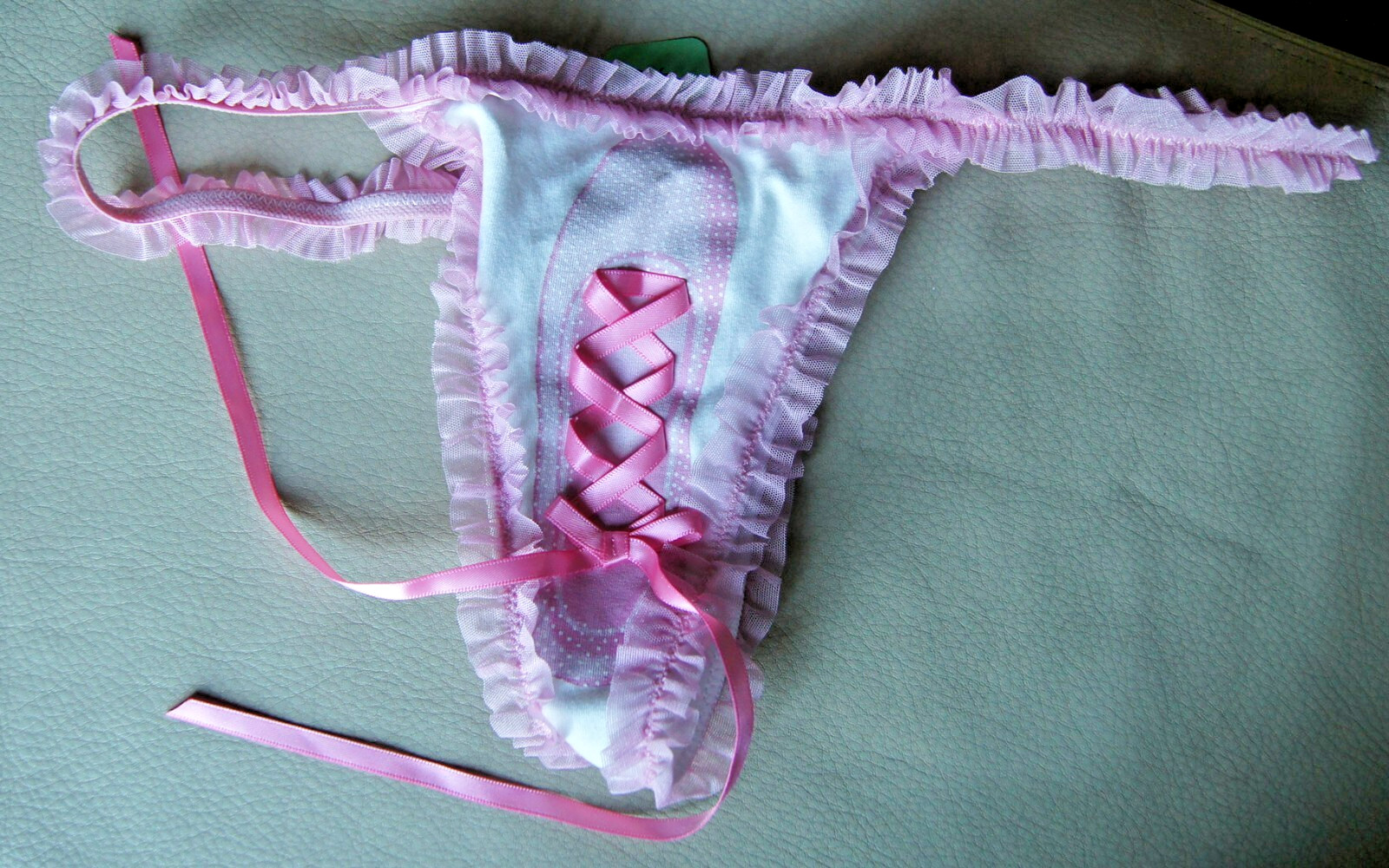 Verdissima White Cotton Pink Ruffle Thong/Culotte With Ballet Shoes 2 Pair Pack