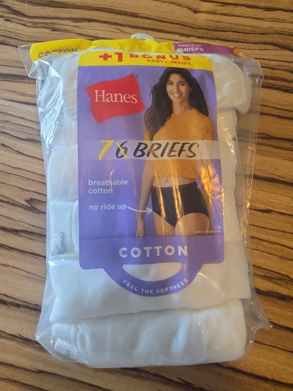 HANES Brief Panties Value Pack Size 6 38-39” Hip Cotton 7 Pairs NEW