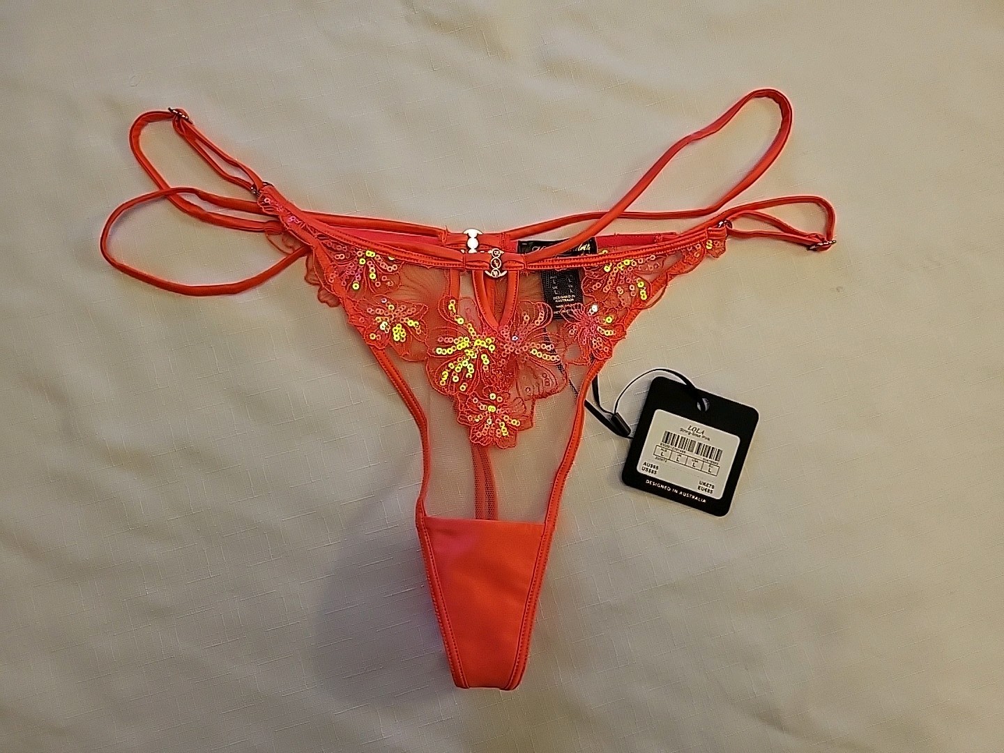 Honey Birdette Lola Sour Pink Thong Size Large RRP £70.00 Brand New With Tags