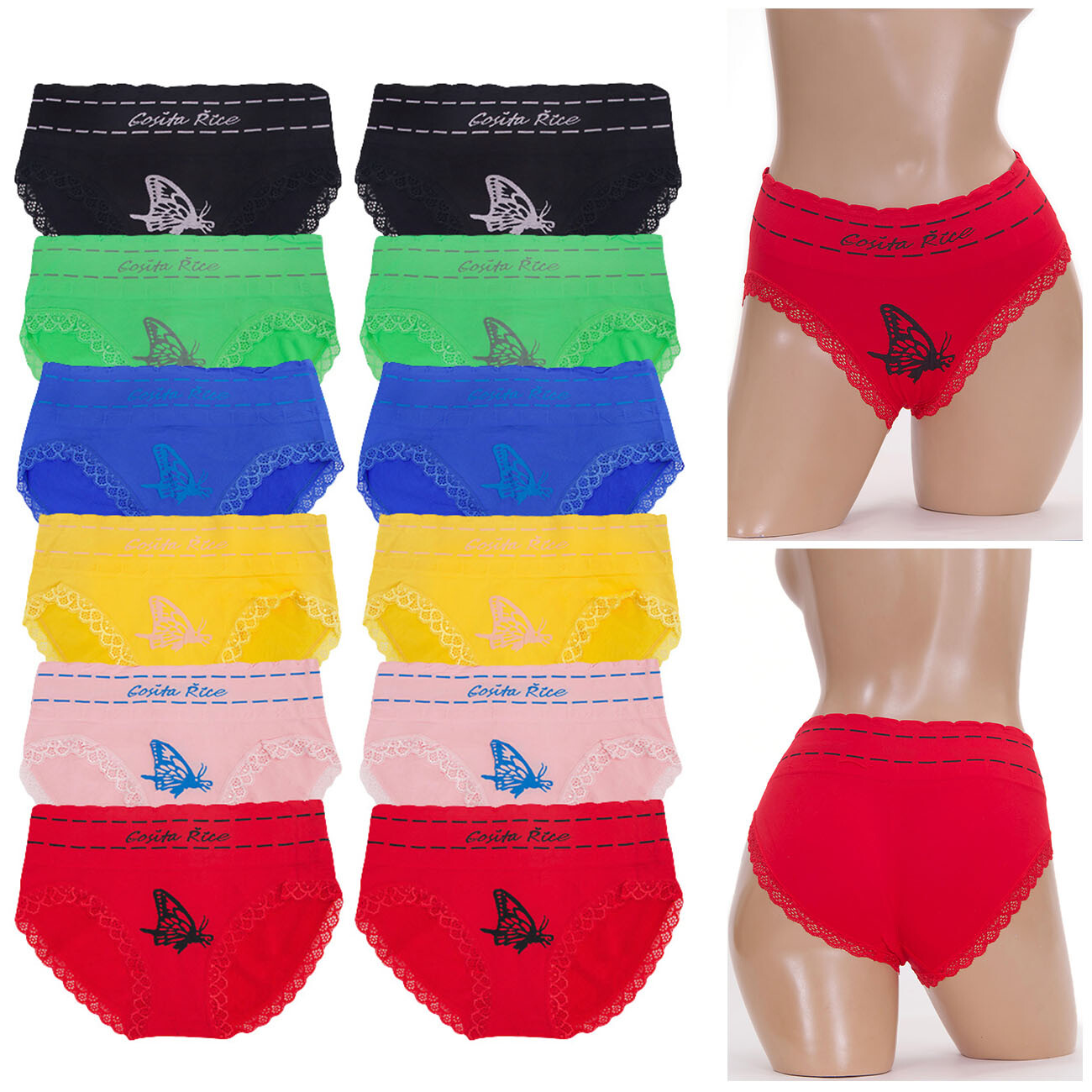 12 pack ScarvesMe Women’s Sexy Color Butterfly Print Soft Seamless Panty